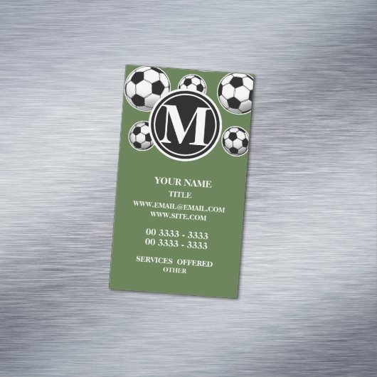 モノグラムのサッカー-木の上 マグネット名刺 (インサイチュ)