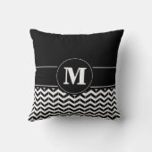 モノグラムのシェブロンのカスタムな黒 クッション (裏面)
