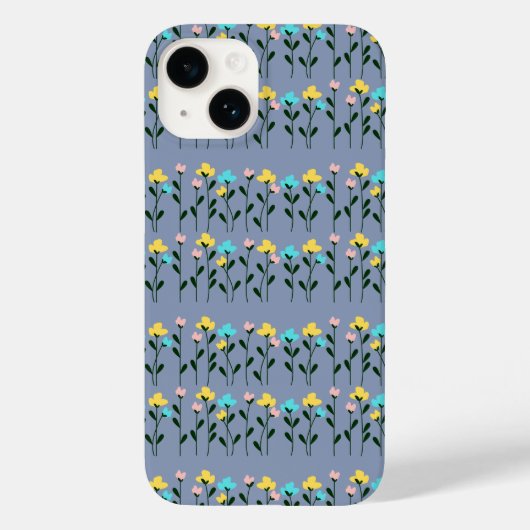 モノグラムのシックなグレーのフローラルパターン Case-Mate iPhoneケース (裏面)