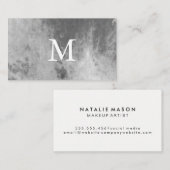 モノグラムのシックな水色 名刺 (正面/裏面)