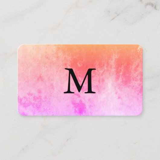 モノグラムのシックな水色 名刺 (正面)