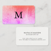 モノグラムのシックな水色 名刺 (正面/裏面)