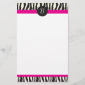 モノグラムのシマウマのストライプのカスタマイズ可能な文房具 便箋 (正面)