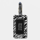 モノグラムのシマウマのストライプのピンクのバレーボールの荷物のラベル ラゲッジタグ (裏面縦)