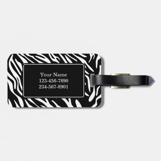 モノグラムのシマウマのストライプのピンクのバレーボールの荷物のラベル ラゲッジタグ (裏面横)