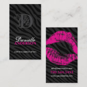 モノグラムのシマウマのプリントのメーキャップアーティストの名刺 名刺 (正面/裏面)