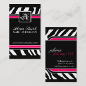 モノグラムのシマウマのプリントの名刺 名刺 (正面/裏面)