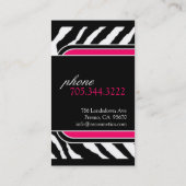 モノグラムのシマウマのプリントの名刺 名刺 (裏面)