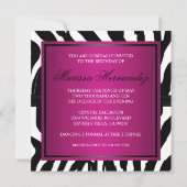 モノグラムのシマウマの誕生会 招待状 (裏面)