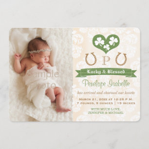 モノグラムのシャムロック及び蹄鉄の誕生の発表 案内状