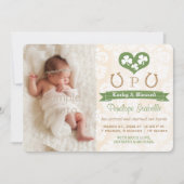 モノグラムのシャムロック及び蹄鉄の誕生の発表 案内状 (正面)