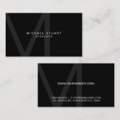 モノグラムのシンプルでモダンな最小主義の黒 名刺 (正面/裏面)