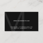 モノグラムのシンプルでモダンな最小主義の黒 名刺 (裏面)