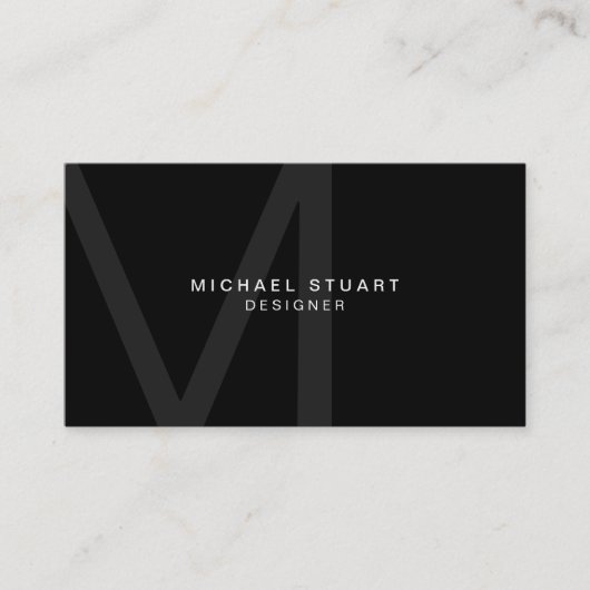 モノグラムのシンプルでモダンな最小主義の黒 名刺 (正面)