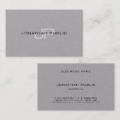 モノグラムのシンプルなテンプレートの贅沢な優れた灰色 名刺 (正面/裏面)