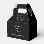 モノグラムのシンプルな黒と白の結婚式 フェイバーボックス (裏面サイド)