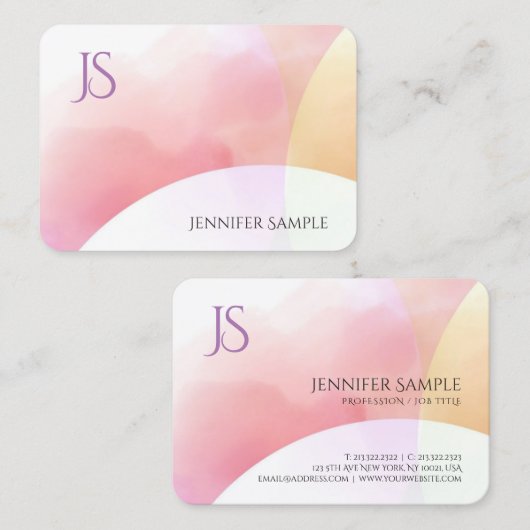 モノグラムのシンプルエレガントモダンカラフルトレンディー 名刺 (正面/裏面)