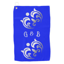 モノグラムのシンプルシルバーオンブルー |