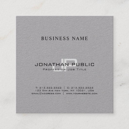 モノグラムのシンプルチックプレーンラグジュアリートレンディーデザイン スクエア名刺 (正面)