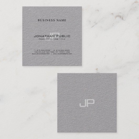 モノグラムのシンプルチックプレーンラグジュアリートレンディーデザイン スクエア名刺 (正面/裏面)