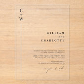 モノグラムのシンプルミニマ結婚リスト アクリル招待状 (正面)