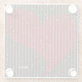 モノグラムのシンプル赤いハート ガラスコースター (裏面)