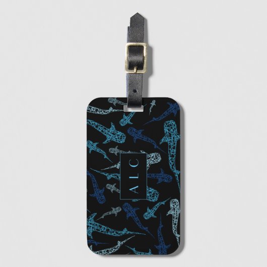 モノグラムのジンベイザメの荷物のラベル ラゲッジタグ (正面縦)