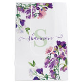 モノグラムのスイートピーギフトバッグ ミディアムペーパーバッグ (裏面)