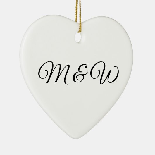 モノグラムのスクリプカスタムト・カップルのイニシャルハート セラミックオーナメント (右)