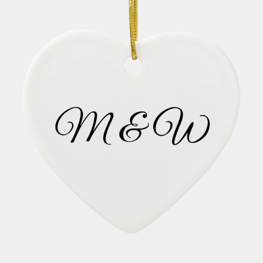 モノグラムのスクリプカスタムト・カップルのイニシャルハート セラミックオーナメント (正面)