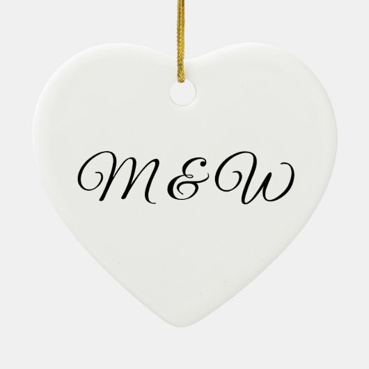 モノグラムのスクリプカスタムト・カップルのイニシャルハート セラミックオーナメント (裏面)