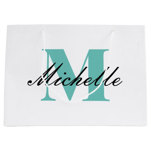 モノグラムのスクリプトファンシータイポグラフィ付き抱き枕 ラージペーパーバッグ (正面)