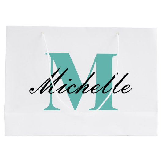 モノグラムのスクリプトファンシータイポグラフィ付き抱き枕 ラージペーパーバッグ (裏面)