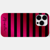 モノグラムのスクリプト名ストライプPink and Black Case-Mate iPhoneケース (裏面 (横))