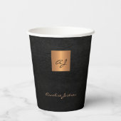 モノグラムのスクリプト名金ゴールド黒 紙コップ (裏面)