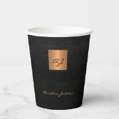 モノグラムのスクリプト名金ゴールド黒 紙コップ (正面)