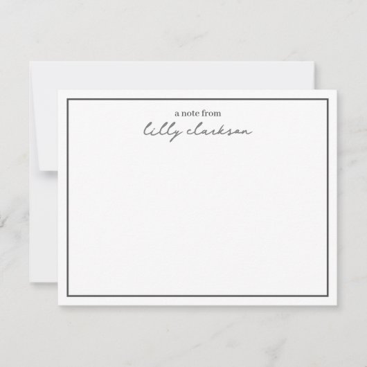 モノグラムのスクリプト縁ど白黒の注 ノートカード (正面)