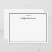 モノグラムのスクリプト縁ど白黒の注 ノートカード (正面/裏面)