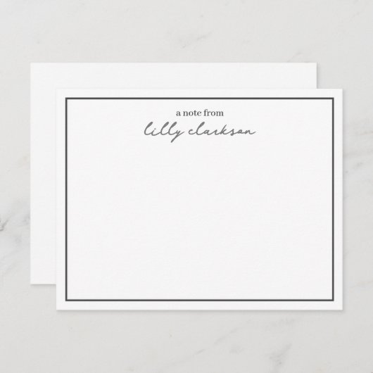 モノグラムのスクリプト縁ど白黒の注 ノートカード (正面/裏面)