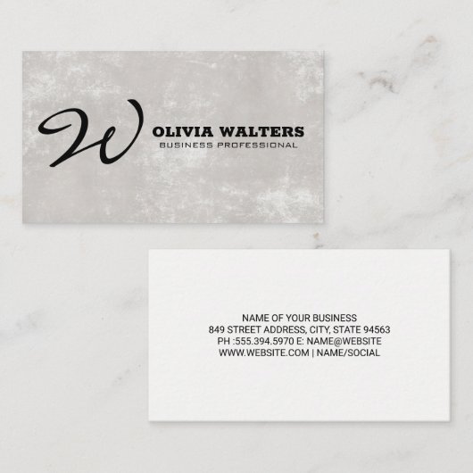 モノグラムのスクリプト |シンプル 予約カード (正面/裏面)