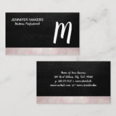 モノグラムのスクリプト |レザー《写真》ぼけ味 名刺 (正面/裏面)