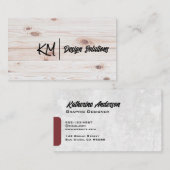 モノグラムのスクリプト |木製ボード 名刺 (正面/裏面)