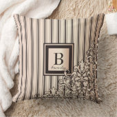 モノグラムのストライプなダマスク織のフェミニンでガーリーなかわいらしい クッション (ブランケット)