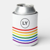 モノグラムのストライプのプライドレインボー旗白 缶クーラー (缶正面)