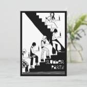 モノグラムのスランバー・パーティーのヴィンテージのアールデコ 招待状 (スタンド正面)