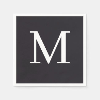 モノグラムのズ結婚ナプキンブラック&ホワイトデザイン スタンダードカクテルナプキン