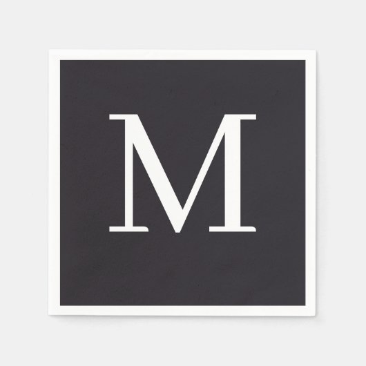 モノグラムのズ結婚ナプキンブラック&ホワイトデザイン スタンダードカクテルナプキン (正面)
