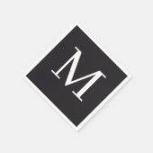 モノグラムのズ結婚ナプキンブラック&ホワイトデザイン スタンダードカクテルナプキン (角)