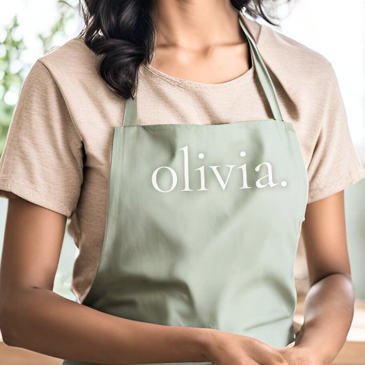 モノグラムのセージモダングフェミニンエレガントグリーン名 エプロン