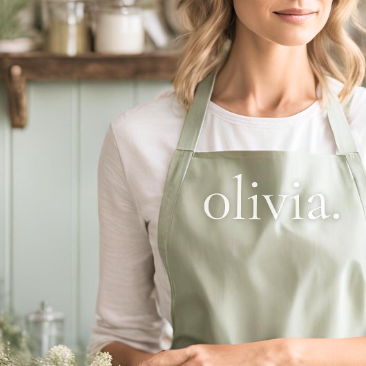 モノグラムのセージモダングフェミニンエレガントグリーン名 エプロン